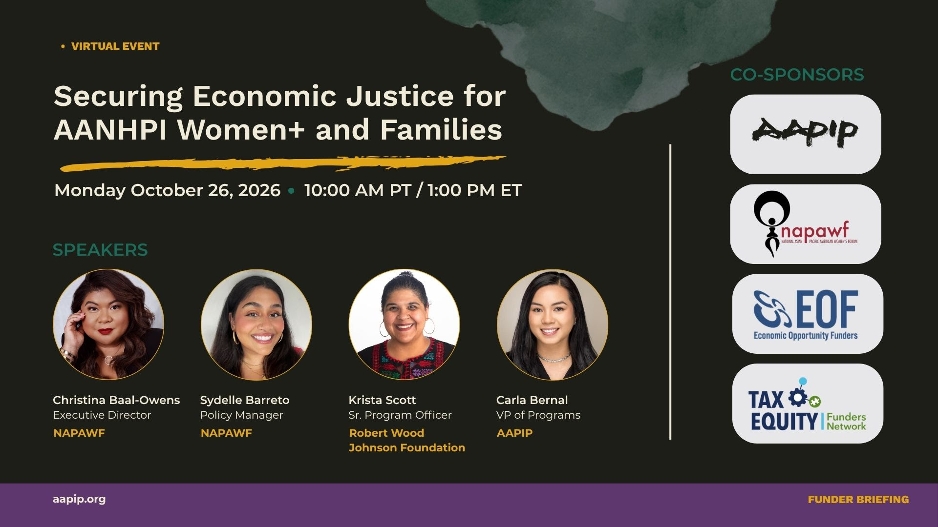 ecuring Economic Justice for AANHPI Women+ and families Webinar Graphic